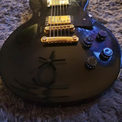 1993 Gibson Les Paul Studio Black Electric Guitar Ebony Fretboard Maple Neck Tune-O-Matic Bridge Gold Hardware Pearl Trapezoid Inlays Gibson Hardshell Case image 9