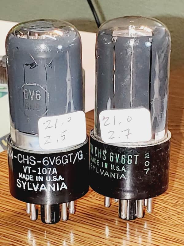 JAN CHS 6V6GT Sylvania Matched Pair MaxiMatcher2 tested (2)tube lot image 1