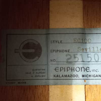 1962 Epiphone EC100 Seville Classical Guitar Kalamazoo Michigan image 4