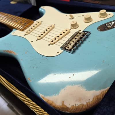 Fender 1955 Stratocaster Custom Shop Heavy Relic BRAND NEW Daphne Blue American Vintage 55-1956 50s 1950's USA 1 of 1 Limited Edition Master Aged Roadworn Ash Guitar image 1