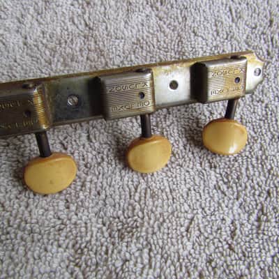 Kluson Double Line 3 On A Strip Bass Side Tuners 65ish Vintage Kluson Double Line Tuners W/Bent Key image 1