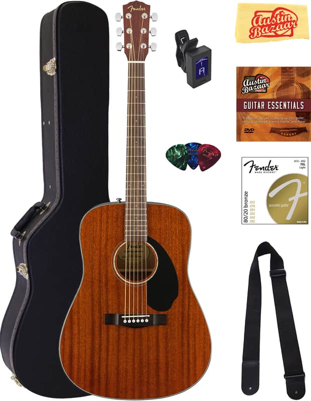 Fender CD-60S Solid Top Dreadnought Acoustic Guitar - All Mahogany w/ Hard Case image 1