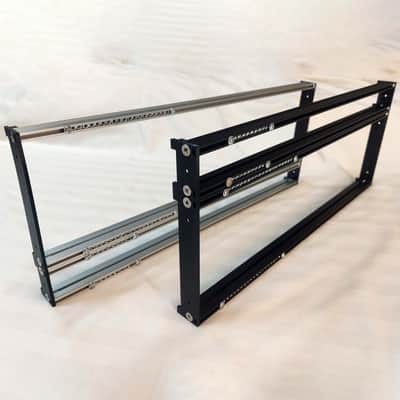 4U (3U+1U) 84HP Eurorack Rails Kit with Brackets & M3 nuts (Black / Silver) image 3