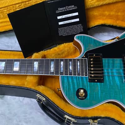 NEW! Gibson Dealer Select Custom Shop Les Paul Custom AAA Flame Top - Aqua Blue - Authorized Dealer - WOW! 8.2 lbs - G07380 image 14