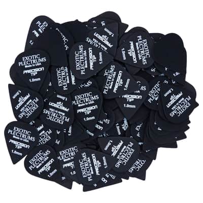 Exotic Plectrums Delrin Black Guitar Or Bass Pick - 1.0 mm Heavy Gauge - Premium Made In USA - Extra Sharp 351 Precision Tip Shape - 50 Pack image 2