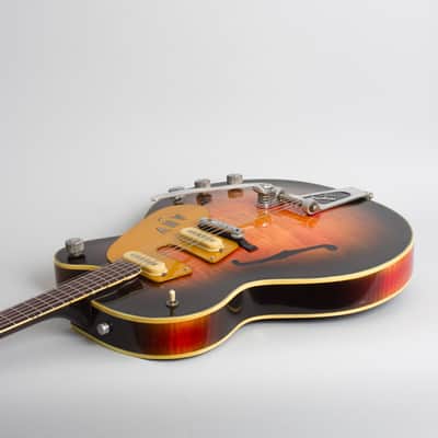 Mosrite  /Gretsch Country Gentleman Custom Thinline Hollow Body Electric Guitar,  c. 1959, period black hard shell case. image 7