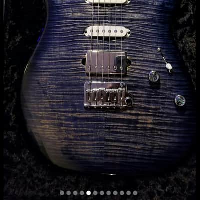 Suhr Classic Custom Trans Blue Denim Slate Burst, Roasted Neck image 2