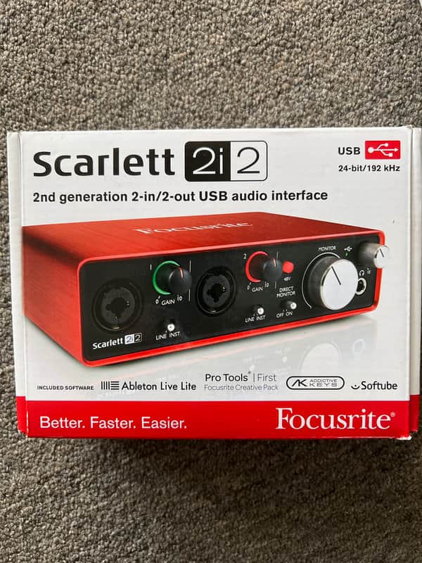 Focusrite Scarlett 2i2 2nd Gen USB Audio Interface 2016 - 2018 - Red / Black image 1