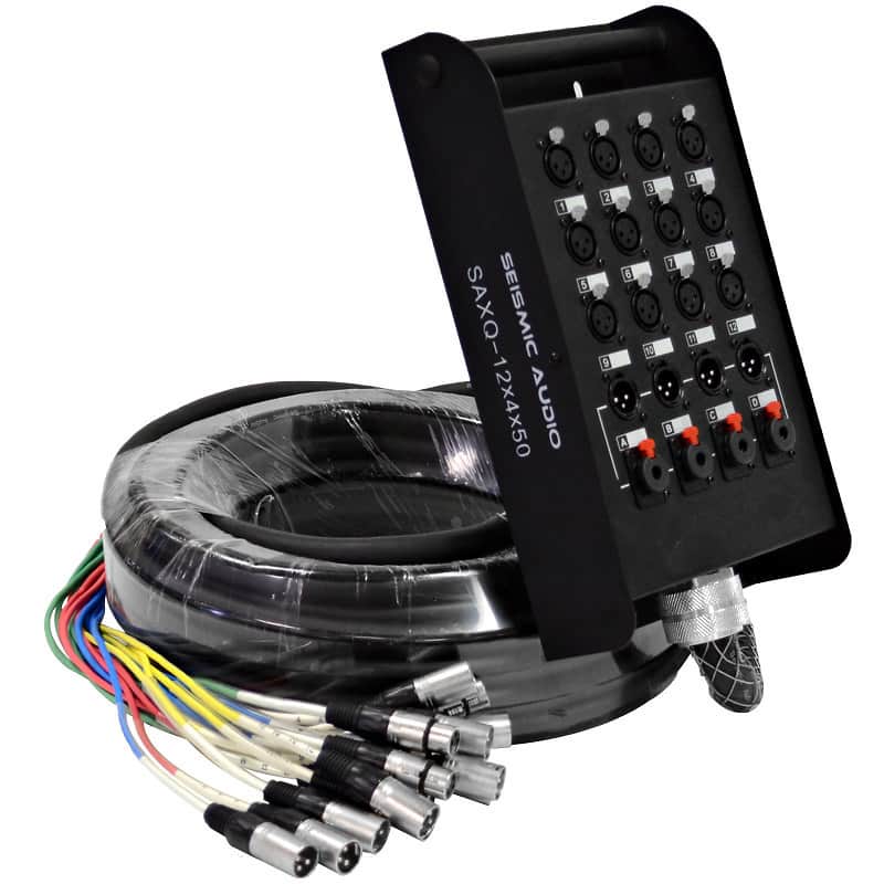 Seismic Audio SAXQ-12x4x50 12-Channel XLR Snake Cable w/ (4x) XLR/TRS Returns - 50' image 1