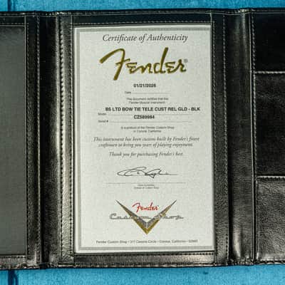 Fender Custom Shop Limited Edition Bow Tie Telecaster Custom Relic with Gold Hardware - 3A Rosewood Fingerboard, Black with Aged Natural Back and Sides image 24