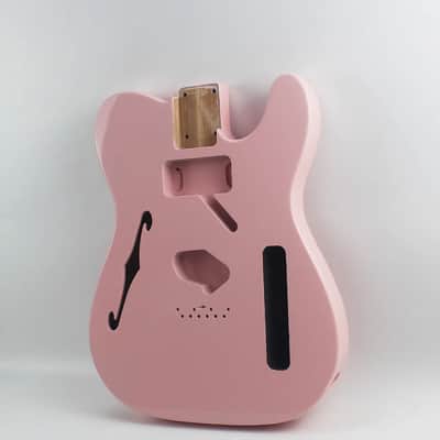 Pink Semi Hollow Guitar Telecaster Tele Style Alder Body image 3