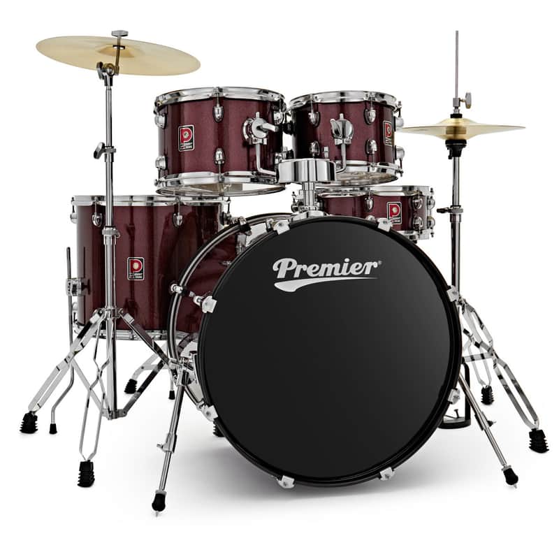 Premier Revolution Series 22" 5-Piece Drum Kit with Cymbals Red Sparkle PR22-5DKRSW image 1