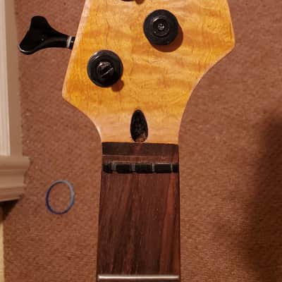 Flamed roasted satin 4 string bass neck image 1