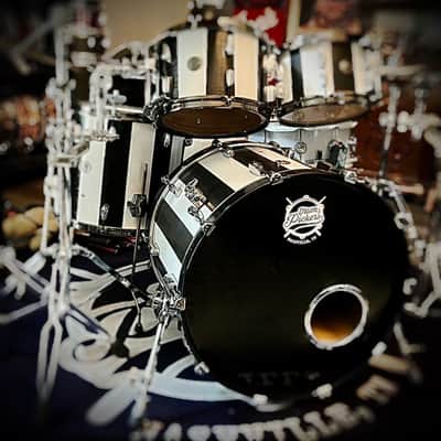DrumPickers 5pc Vintage Professional Drum Kit in Van Halen Black & White Stripe Tribute image 7