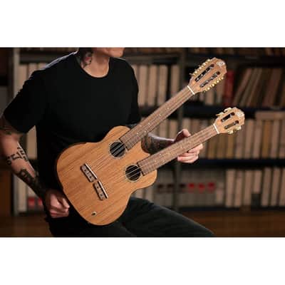 Ortega Custom Built Series Double Neck 4 & 8 String Tenor Acoustic-Electric Ukulele w/ Bag image 13