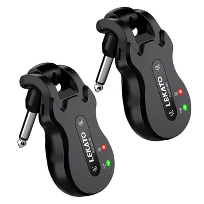 Lekato ISM 5.8Ghz Wireless Guitar Bass Audio Transmitter Receiver System 30M 4 Channels US image 2
