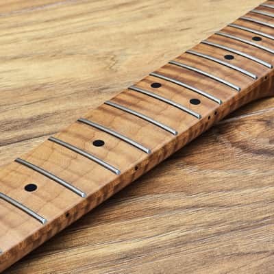 Telecaster Compatible Roasted Flame Maple Guitar Neck Satin image 4