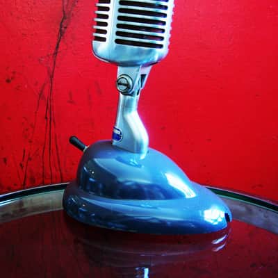 Immagine Vintage 1950's Shure 55S Unidyne dynamic cardioid Microphone w S36 stand Elvis prop display repair - 12