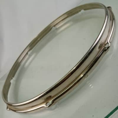 Slingerland 14" 8-Lug Nickel-BRASS Stick-Saver Snare Drum/Floor Tom NOB Rim/Hoop image 3