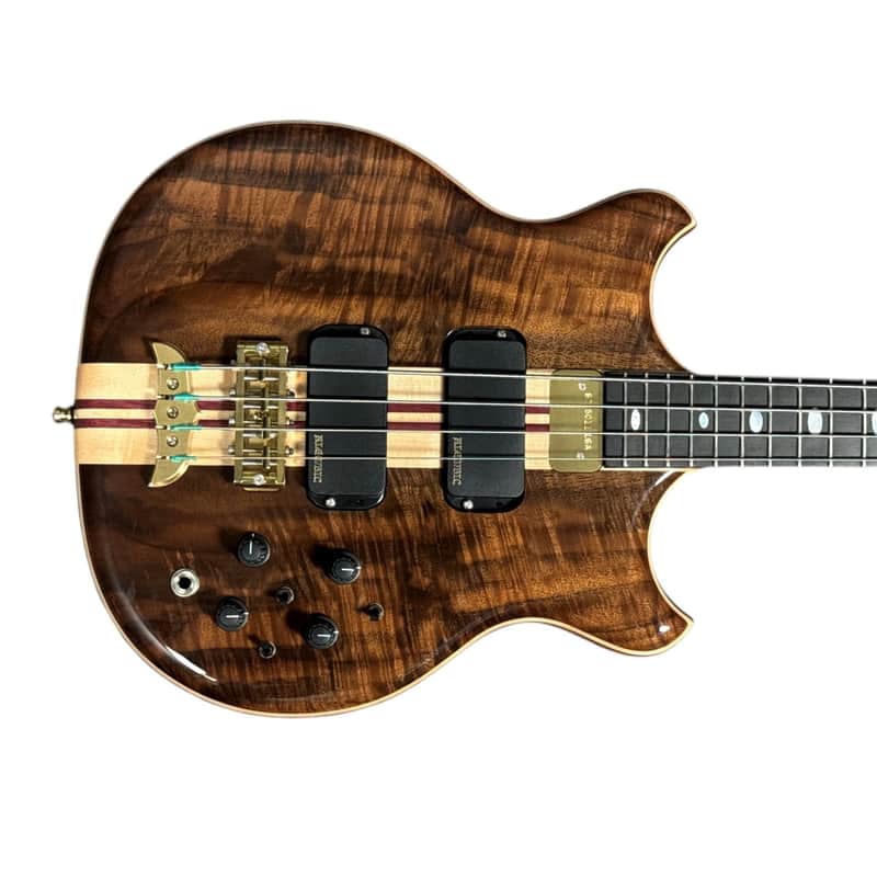 Alembic Stanley Clarke Sign Deluxe, Walnut/ Ebony / Red Side LED's 9.3 LBS *IN STOCK* image 1
