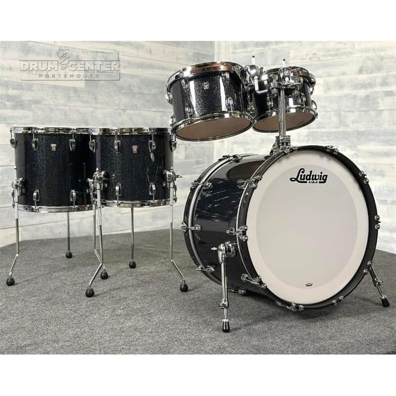 Ludwig Classic Oak 5pc Drum Set 22/10/12/14/16 Hybrid Black Sparkle image 1