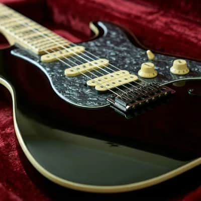 Custom Build Strat Style HSS w/Dimarzio PU's, Gloss Black w/Cream Double Binding image 1