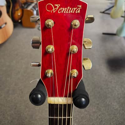 Used Ventura V3RED Acoustic-Electric Guitar - Red w/ Soft Case image 6