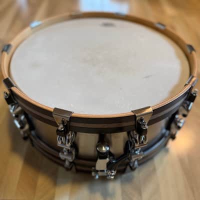 Ayotte-Keplinger 5.5x14 Stainless Steel Snare Drum with Wood Hoops image 9