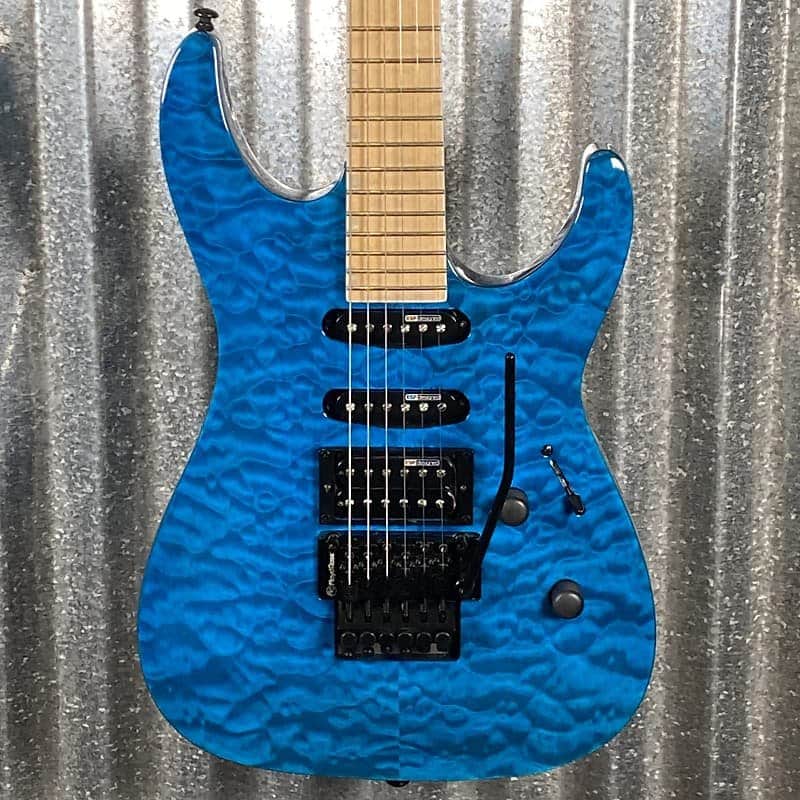 ESP LTD MH-203QM See Thru Blue Quilt Top Guitar MH203QMSTB #2634 Used image 1