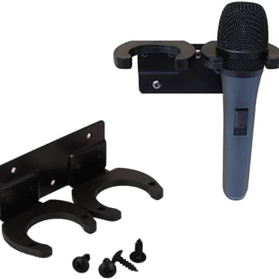 Microphone Holder, Wireless Microphone Holder for Mic Stand Wall Mounted Microphone Hanger Clip Double Hook Stands Holder Bracket Rack Clamp with Screws Microphone Accessories image 1