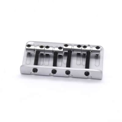 KD By AxLabs Vintage Style Bass Bridge - 4-Screw, 4-String, String-Through-Top - Satin Chrome image 1