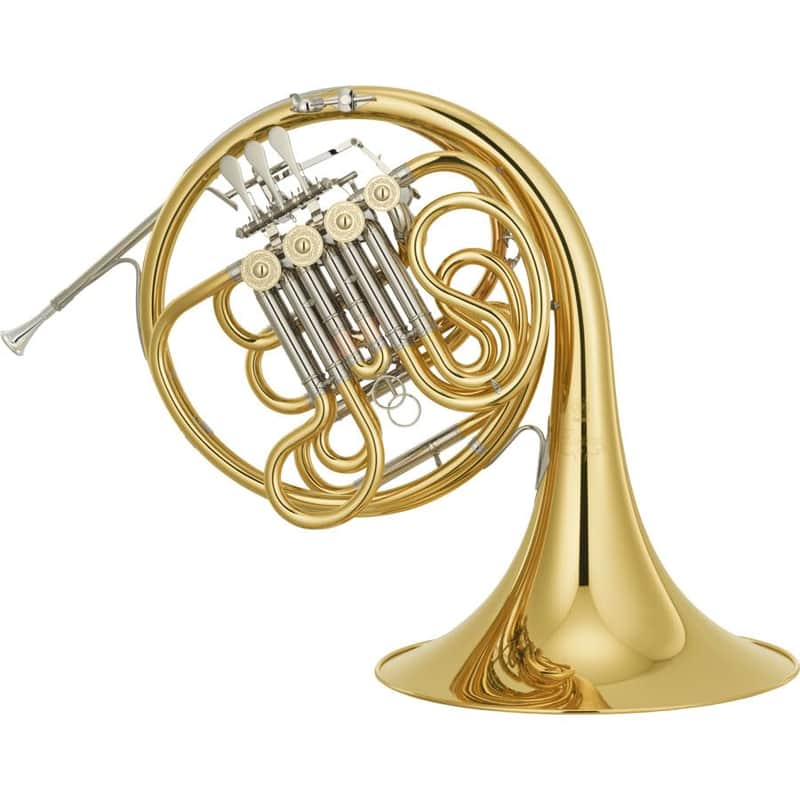 Yamaha Custom Horn; key of F/Bb; "Geyer" style; Unlacquered finish; .472" bore; medium-large throat; yellow-brass bell; fixed bell; water key; hollow fourth rotor; 32C4 mouthpiece image 1