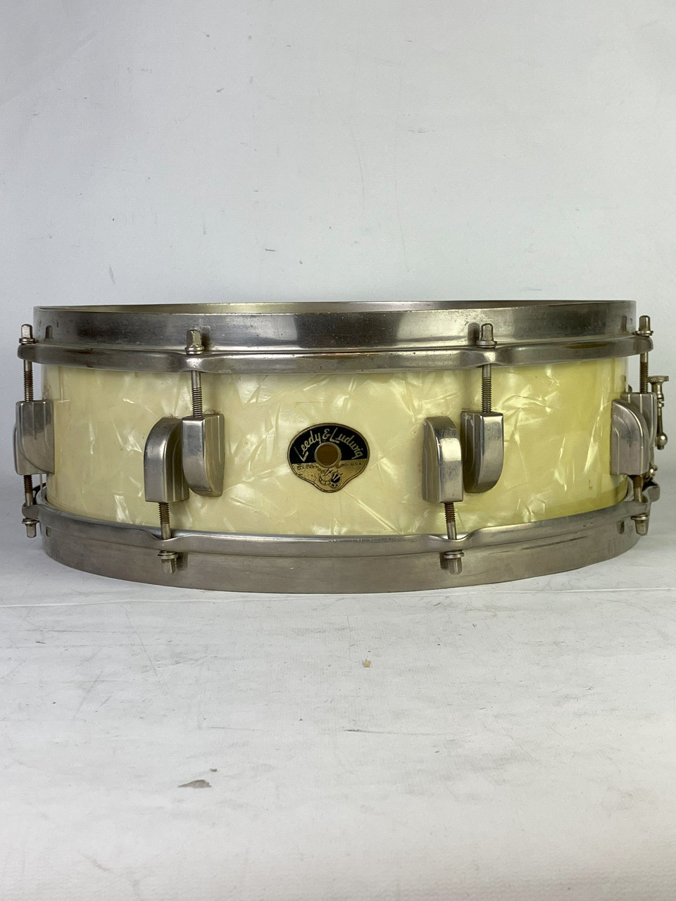 Leedy & Ludwig"New Era"4.5x14"Snare Drum White Marine Pearl WMP Jasper Maple1/53 — main photograph