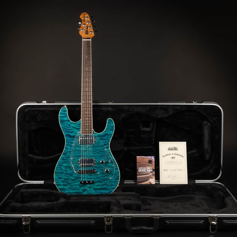 2017 Music Man BFR Steve Morse Signature HH Tahitian Blue Quilt