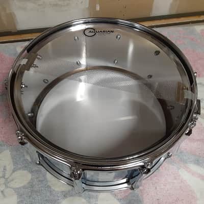 Pearl 14x6.5" World Series mirror chrome steel snare drum image 12