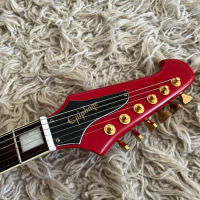 Vintage 1999 Epiphone '63 Firebird VII 1963 Reissue Cardinal Red Electric Guitar MIK image 7