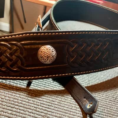 Brookwood Leather Custom Celtic Theme - Black Adj. Guitar Strap 50-54" image 2