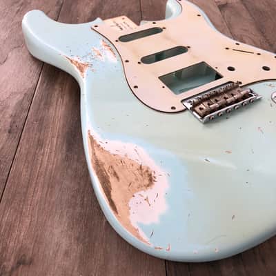 FRANCHIN Mercury guitar body Heavy Relic Aged Sonic Blue 100% Nitro Lacquer HSS Poplar Stratocaster-Strat-S-Style Made in Italy - Stock piece #23400826 image 5