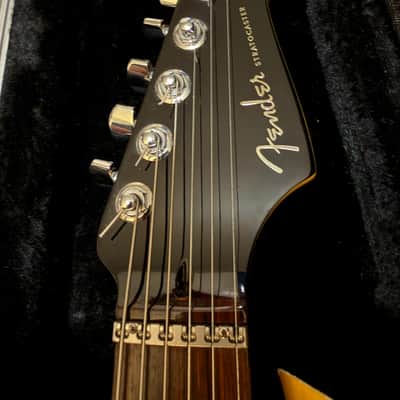 2005 Fender American Deluxe, Mahogany Stratocaster HSS with Rosewood Fretboard  - Crimson Red Transparent image 6