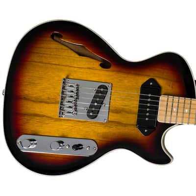 BootLegger Guitar Single Barrel Brown Red Black Burst Custom Case & Flask P90 & Single Coil image 5