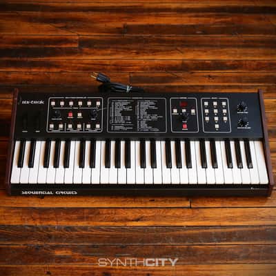 Sequential Six-Trak 49-Key 6-Voice Polyphonic Synthesizer 1984 - 1985 - Black with Wood Sides image 1