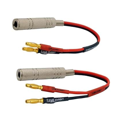1/4" Banana Plug Adapter, Banana Plug to 6.35mm Adapter, 1/4 TS to 4mm Banana Plug Speaker Cable, 2 Pack of 6 Inch image 2