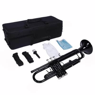 School Student Black Bb Beginner Trumpet + Case + Gloves Mouthpiece With Case image 6