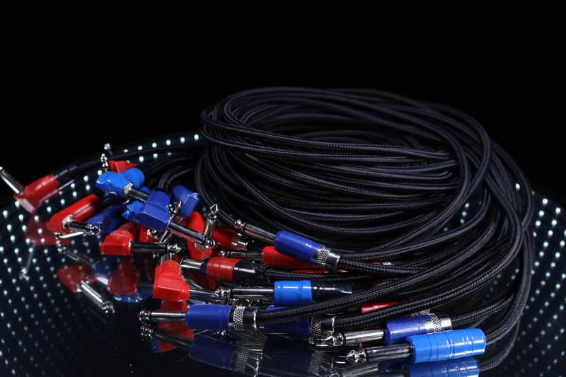 (16x) — 6’ TS Cables — Black — Braided — One Right Angle image 1