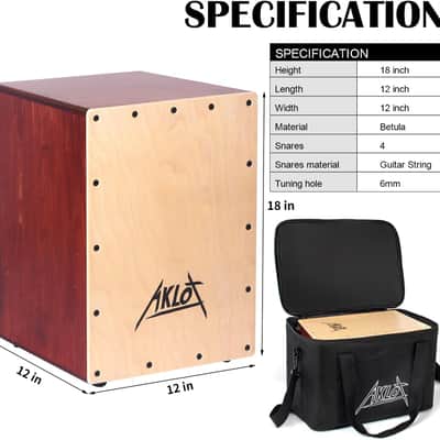 12" Cajon Box Drum Wooden Percussion Box with Gig Bag image 3