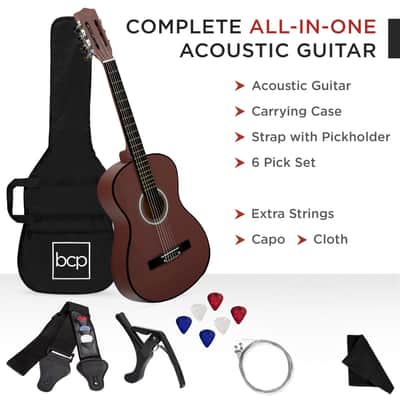 Best Choice Products Beginner Acoustic Guitar Set w/ Case, Strap, Strings - 38in-Blueburst image 16