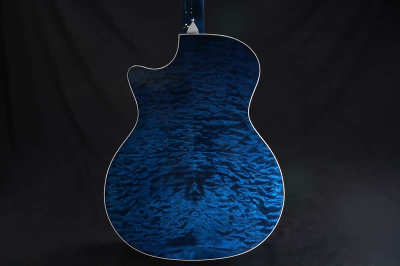 Taylor Custom Shop Grand Auditorium BLACK LABEL Spruce Top Quilt AAA Maple Back & Sides with Hardcase Transparent Blue 093 image 1