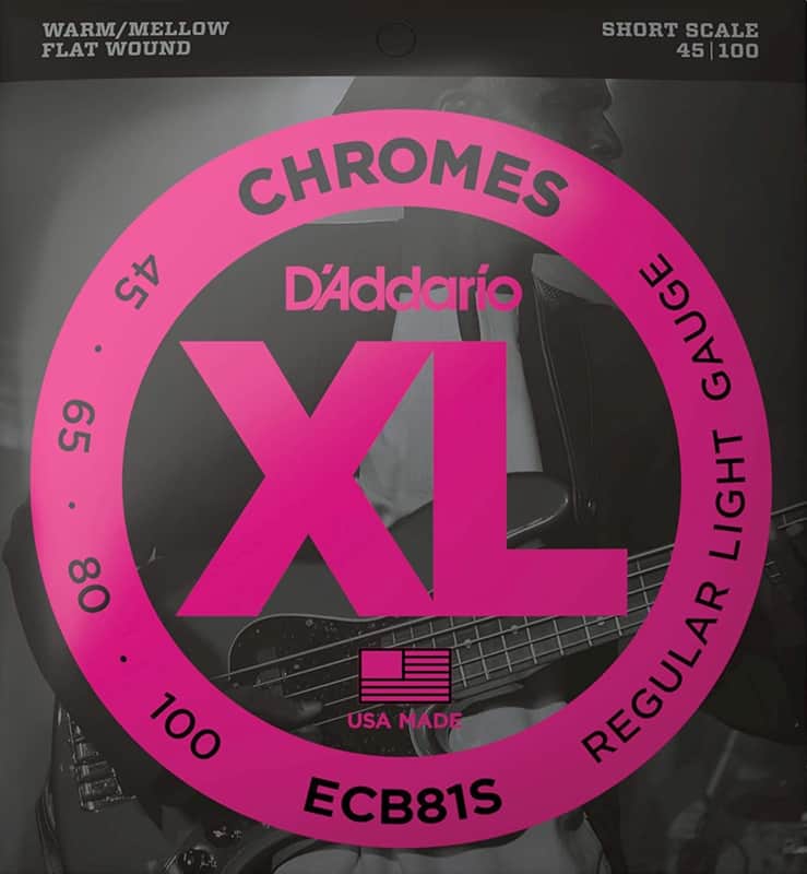 D'Addario ECB81S Chromes Bass Guitar Strings, Light, 45-100, Short Scale image 1
