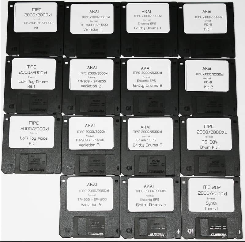 Akai MPC 2000 and 2000xl Format Floppy 15 Disk Sample Library TR 909 SP1200 RD9 MC 202 LoFi Toys TS204 EPS image 1