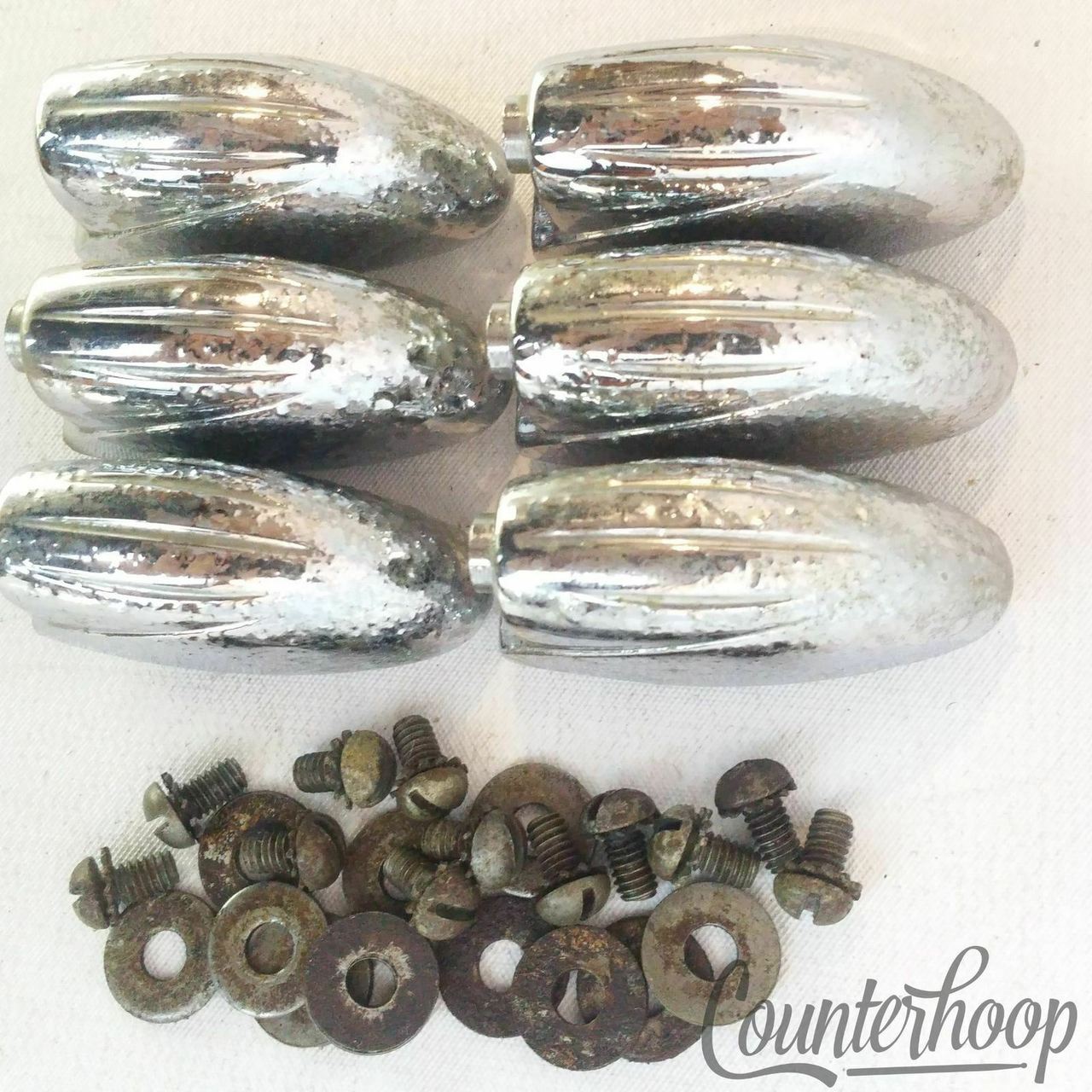 Gretsch 6x Tom/Snare Drum Lugs Round Badge RB Chrome Broadkaster Vintage 50s USA — main photograph